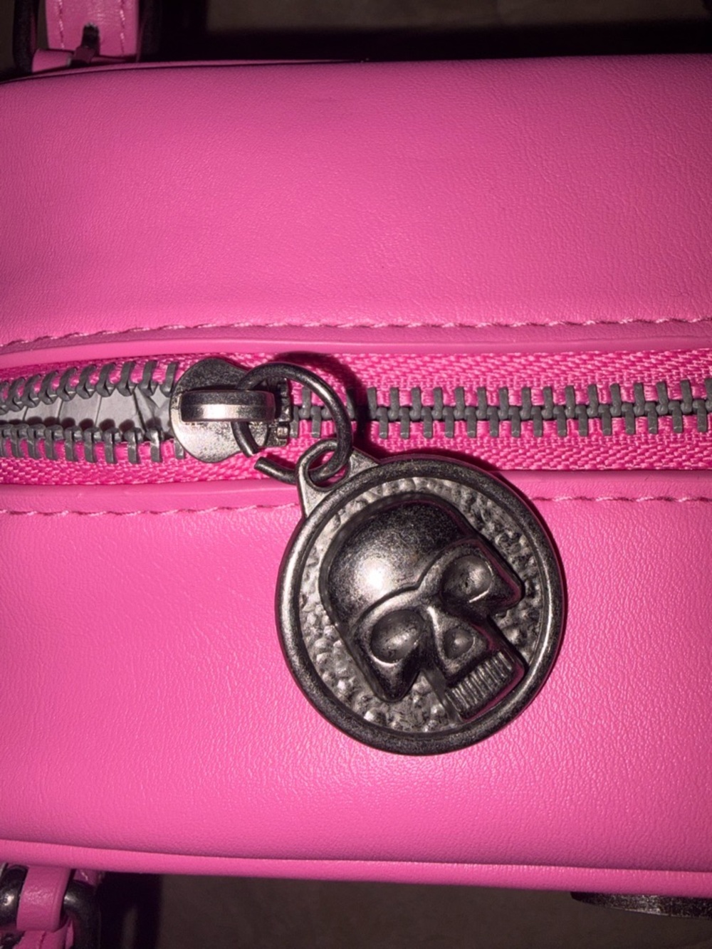 Ed Hardy Pink Satchel Bag Adjustable Straps Skull Flowers Rhinestone Y2K NWT $80 - Picture 7 of 10